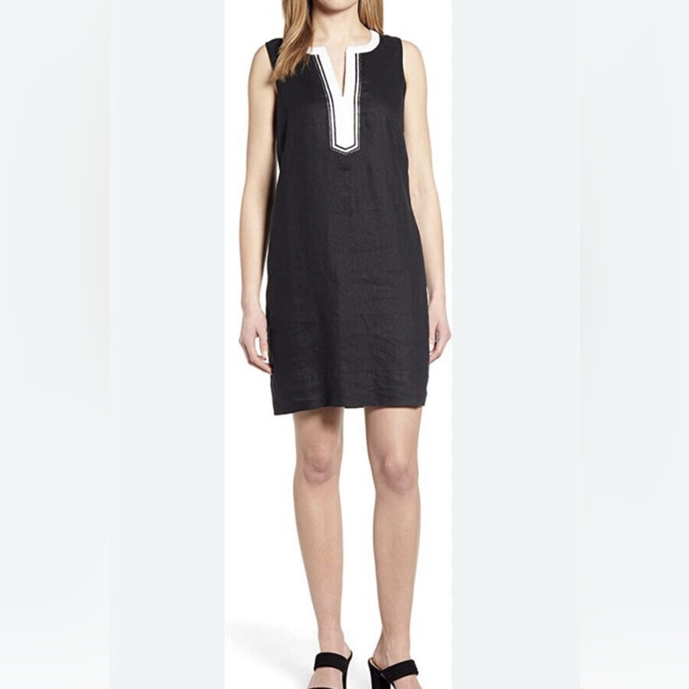 Tommy Bahama 100% Linen Black Sleeveless Sheath Dress SP